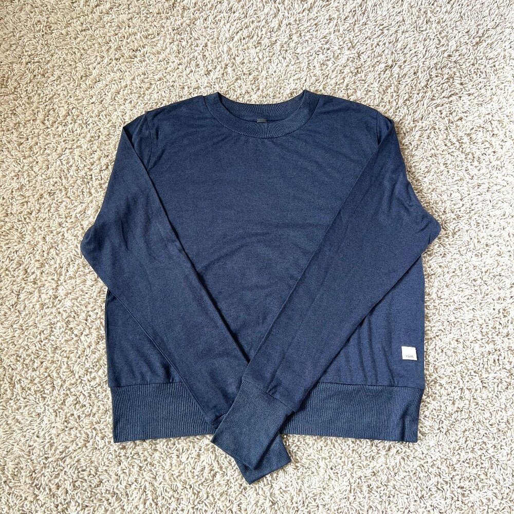 Vuori Daydream Crewneck Pullover Lightweight Sweater Blue Heather